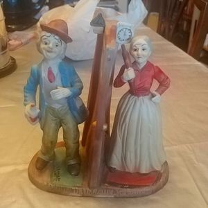 Vintage Bruno Merli "God Bless Our Home" Drunk Husband/Angry Wife w Rolling Pin